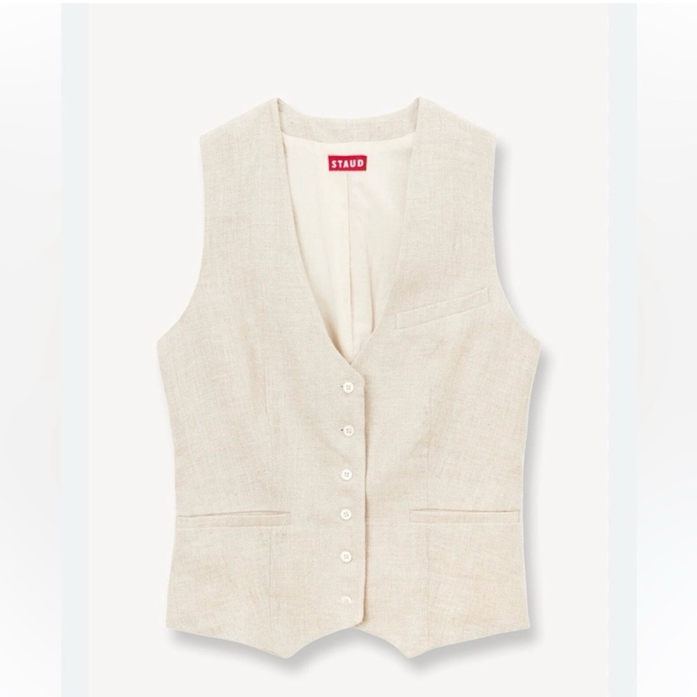 STAUD Beige Textured Vest